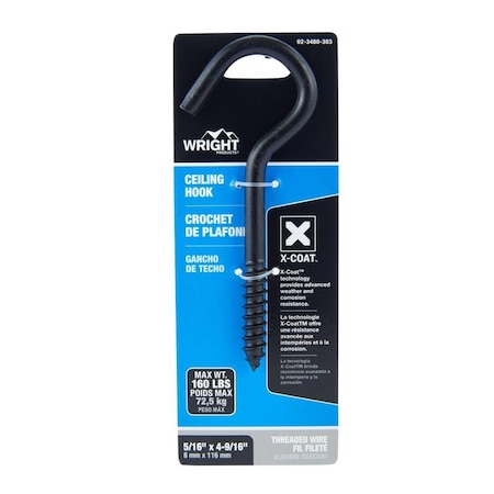 Wright Wright Medium Matte Black Steel 4-9/16 in. L Ceiling Hook 160 lb 1 pk 02-3480-303